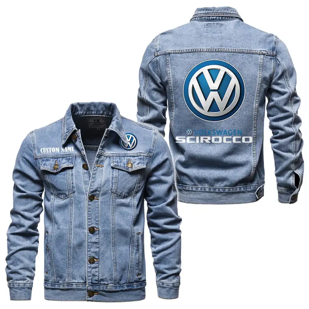 Volkswagen Scirocco Jeansjacke für Auto-Fans – Vintage-Stil mit Wunschname personalisierbar CAR1901132313 - Hellblau