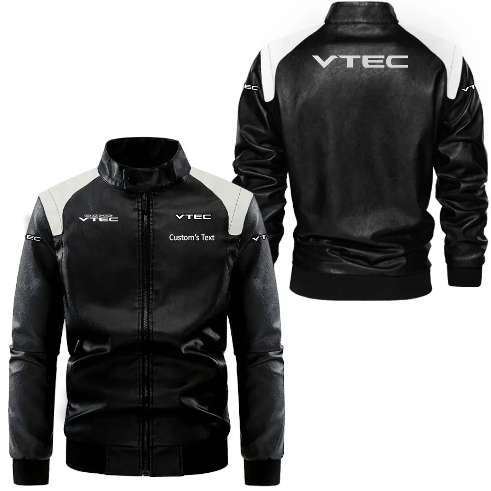 vtec lederjacke in schwarz wei fr auto fans allover print personalisierbar mit wunschname car0801062367 kmkdj