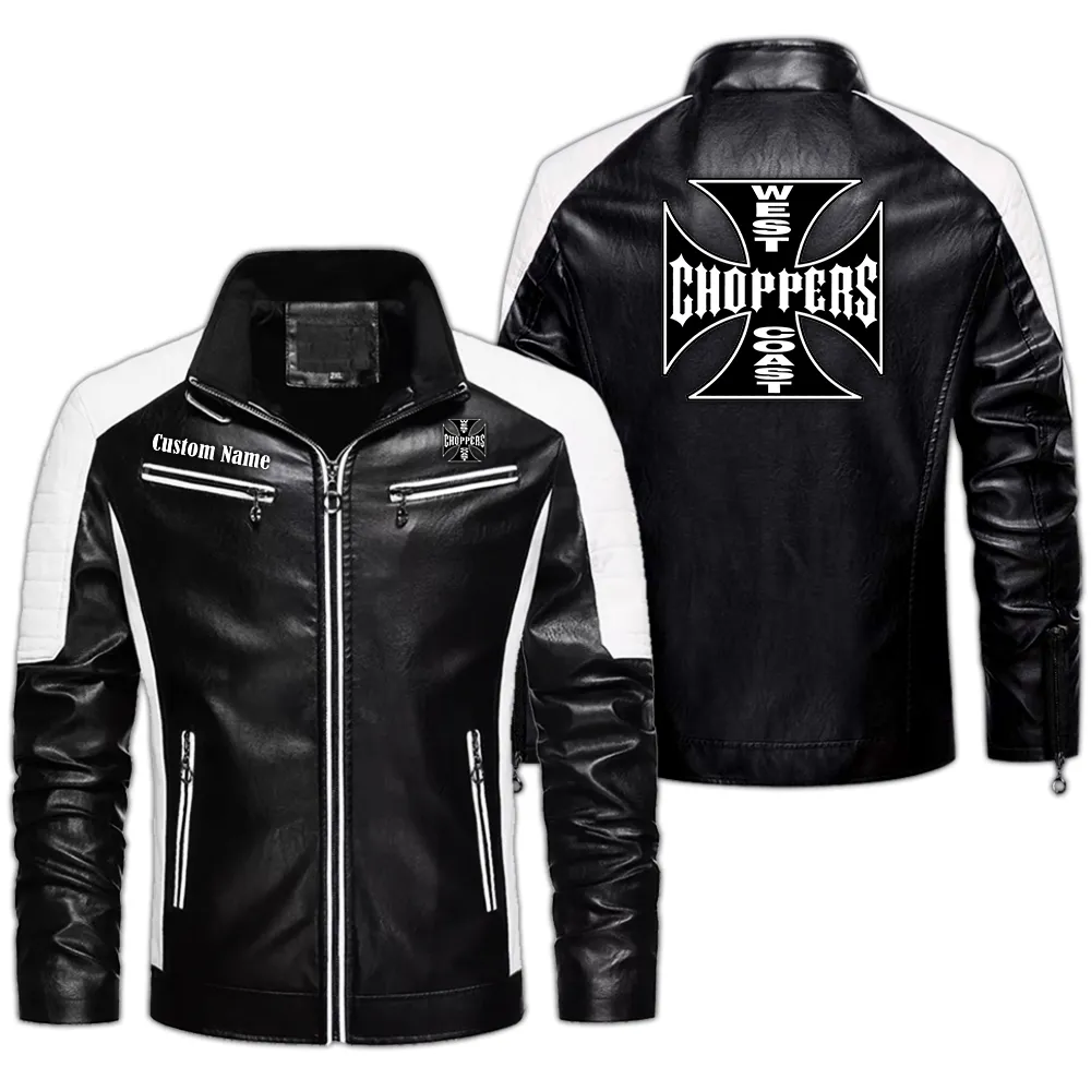 West Coast Choppers Custom Herren Lederjacke für Autoliebhaber, Perfektes Geschenk mit Namen  CAR0401022338 - Schwarz