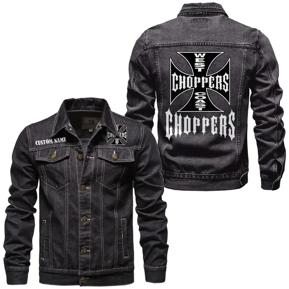 West Coast Choppers Jeansjacke für Auto-Fans – Vintage-Stil mit Wunschname personalisierbar CAR1901132318 - Schwarz