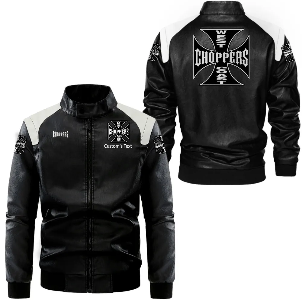 West Coast Choppers Lederjacke in Schwarz-Weiß für Auto-Fans, Allover-Print, personalisierbar mit Wunschname CAR0801062369
