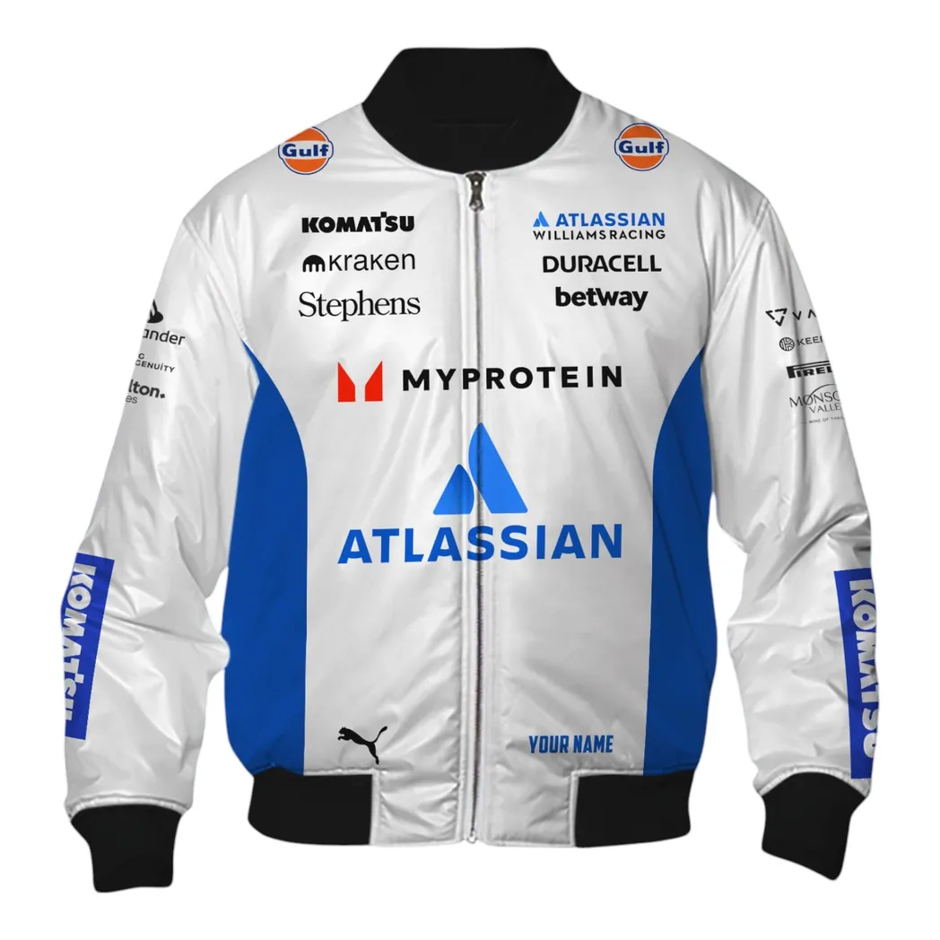 williams racing personalisierte bomberjacke fr auto liebhaber vintage 3d print namensdruck car418050925671 6382i