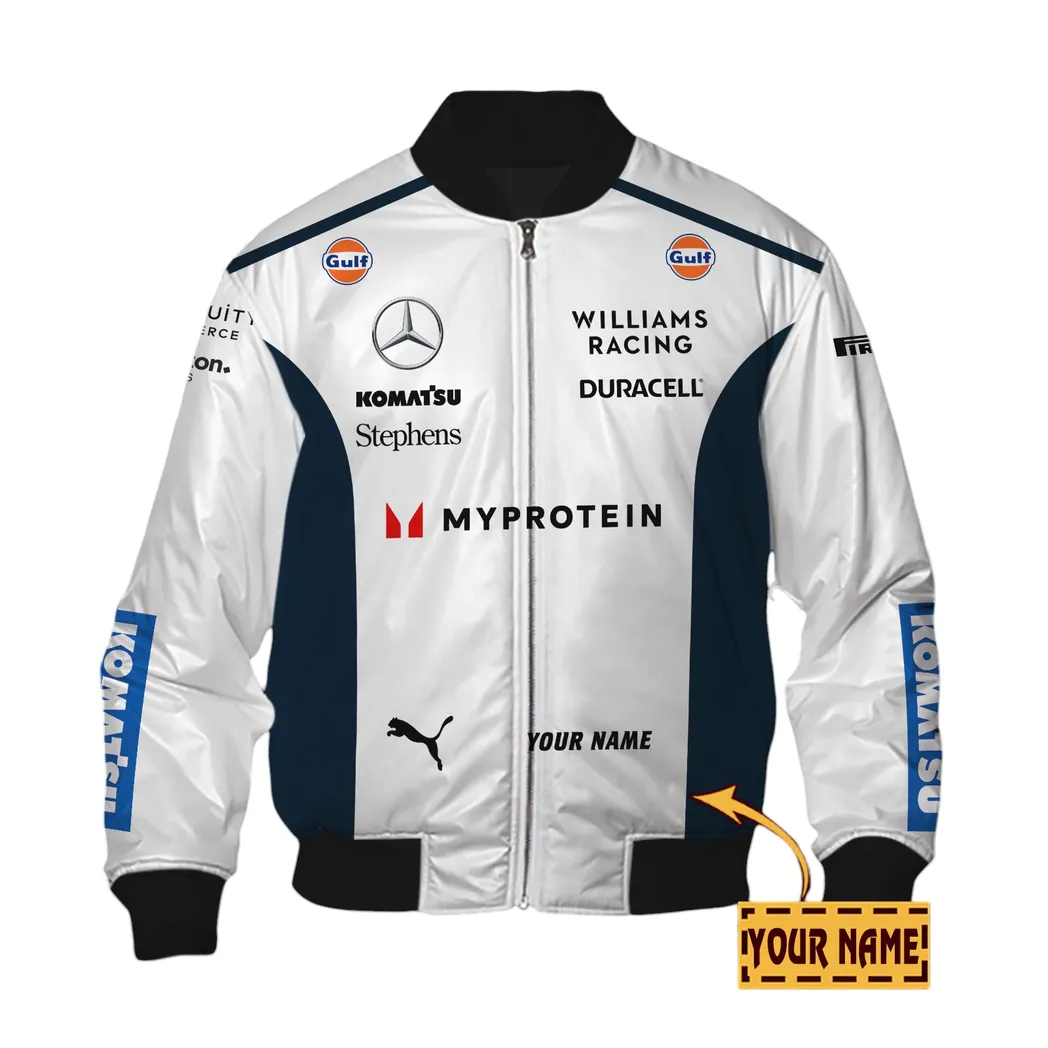 Williams Racing Personalisierte Bomberjacke für Auto-Liebhaber – Vintage 3D Print & Namensdruck Williams Racing CAR41304142509