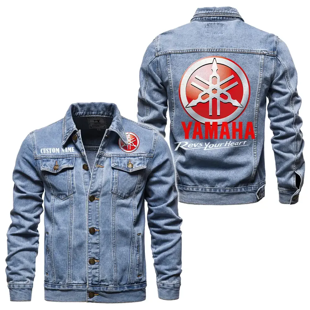 Yamaha Jeansjacke für Auto-Fans – Vintage-Stil mit Wunschname personalisierbar CAR1901132321 - Hellblau