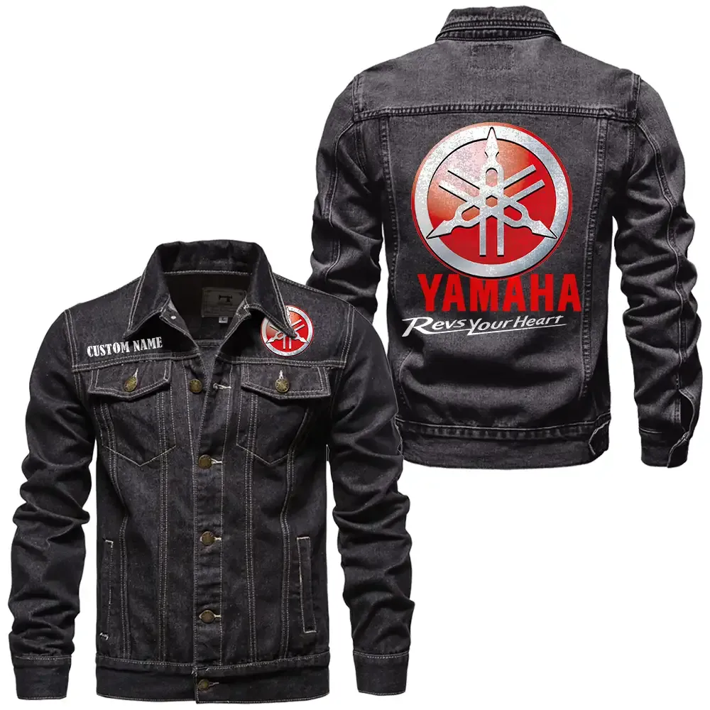 yamaha jeansjacke fr auto fans vintage stil mit wunschname personalisierbar car1901132321 schwarz jrc9w