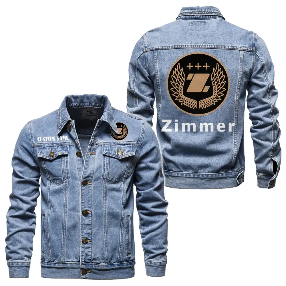 Zimmer Jeansjacke für Auto-Fans – Vintage-Stil mit Wunschname personalisierbar CAR1901132325 - Hellblau