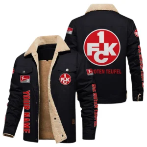 1. FC Kaiserslautern Jacke mit Fellkragen und Fleece, Ganzflächig bedruckte Jacke mit Fellkragen und Fleece fur 1. FC Kaiserslautern fans BDE103082125101 - Schwarz