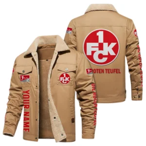 1. FC Kaiserslautern Jacke mit Fellkragen und Fleece, Ganzflächig bedruckte Jacke mit Fellkragen und Fleece fur 1. FC Kaiserslautern fans BDE103082125101 - Khaki