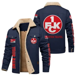 1. FC Kaiserslautern Jacke mit Fellkragen und Fleece, Ganzflächig bedruckte Jacke mit Fellkragen und Fleece fur 1. FC Kaiserslautern fans BDE103082125101 - Marineblau