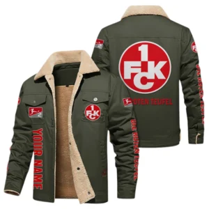 1. FC Kaiserslautern Jacke mit Fellkragen und Fleece, Ganzflächig bedruckte Jacke mit Fellkragen und Fleece fur 1. FC Kaiserslautern fans BDE103082125101 - Grün