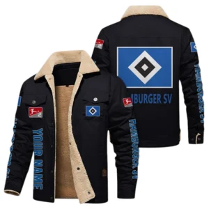 Hamburger SV Jacke mit Fellkragen und Fleece, Ganzflächig bedruckte Jacke mit Fellkragen und Fleece fur Hamburger SV fans BDE103082125102 - Schwarz