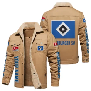 Hamburger SV Jacke mit Fellkragen und Fleece, Ganzflächig bedruckte Jacke mit Fellkragen und Fleece fur Hamburger SV fans BDE103082125102 - Khaki