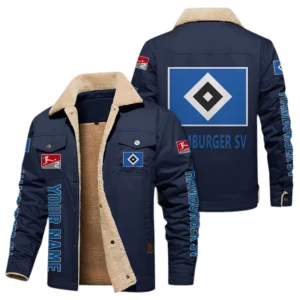 Hamburger SV Jacke mit Fellkragen und Fleece, Ganzflächig bedruckte Jacke mit Fellkragen und Fleece fur Hamburger SV fans BDE103082125102 - Marineblau