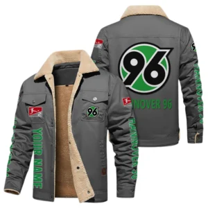 Hannover 96 Jacke mit Fellkragen und Fleece, Ganzflächig bedruckte Jacke mit Fellkragen und Fleece fur Hannover 96 fans BDE103082125104 - Grau