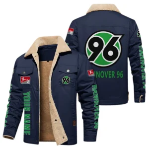 Hannover 96 Jacke mit Fellkragen und Fleece, Ganzflächig bedruckte Jacke mit Fellkragen und Fleece fur Hannover 96 fans BDE103082125104 - Marineblau