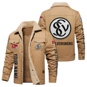 SV Elversberg Jacke mit Fellkragen und Fleece, Ganzflächig bedruckte Jacke mit Fellkragen und Fleece fur SV Elversberg fans BDE103082125107 - Khaki