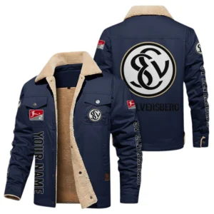 SV Elversberg Jacke mit Fellkragen und Fleece, Ganzflächig bedruckte Jacke mit Fellkragen und Fleece fur SV Elversberg fans BDE103082125107 - Marineblau