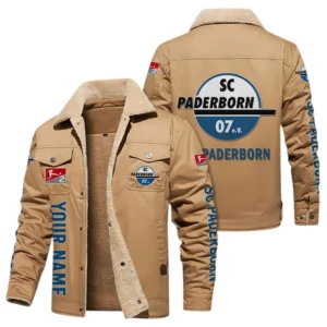 SC Paderborn 07 Jacke mit Fellkragen und Fleece, Ganzflächig bedruckte Jacke mit Fellkragen und Fleece fur SC Paderborn 07 fans BDE103082125109 - Khaki