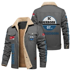 SC Paderborn 07 Jacke mit Fellkragen und Fleece, Ganzflächig bedruckte Jacke mit Fellkragen und Fleece fur SC Paderborn 07 fans BDE103082125109 - Grau