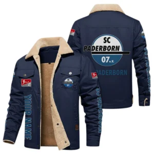 SC Paderborn 07 Jacke mit Fellkragen und Fleece, Ganzflächig bedruckte Jacke mit Fellkragen und Fleece fur SC Paderborn 07 fans BDE103082125109 - Marineblau