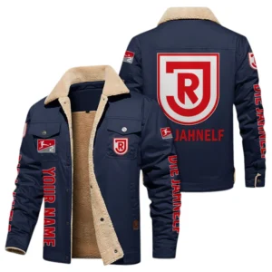 SSV Jahn Regensburg Jacke mit Fellkragen und Fleece, Ganzflächig bedruckte Jacke mit Fellkragen und Fleece fur SSV Jahn Regensburg fans BDE103082125110 - Marineblau