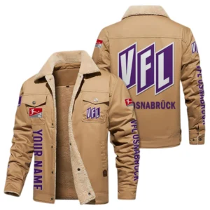 VfL Osnabrück Jacke mit Fellkragen und Fleece, Ganzflächig bedruckte Jacke mit Fellkragen und Fleece fur VfL Osnabrück fans BDE103082125112 - Khaki