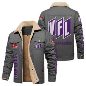 VfL Osnabrück Jacke mit Fellkragen und Fleece, Ganzflächig bedruckte Jacke mit Fellkragen und Fleece fur VfL Osnabrück fans BDE103082125112 - Grau