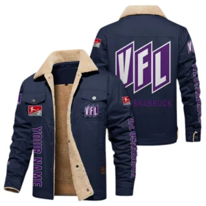 VfL Osnabrück Jacke mit Fellkragen und Fleece, Ganzflächig bedruckte Jacke mit Fellkragen und Fleece fur VfL Osnabrück fans BDE103082125112 - Marineblau