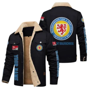 Eintracht Braunschweig Jacke mit Fellkragen und Fleece, Ganzflächig bedruckte Jacke mit Fellkragen und Fleece fur Eintracht Braunschweig fans BDE103082125116 - Schwarz