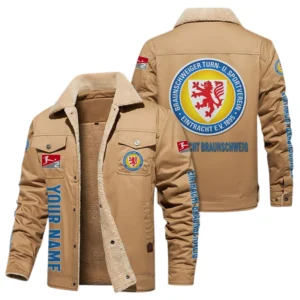 Eintracht Braunschweig Jacke mit Fellkragen und Fleece, Ganzflächig bedruckte Jacke mit Fellkragen und Fleece fur Eintracht Braunschweig fans BDE103082125116 - Khaki