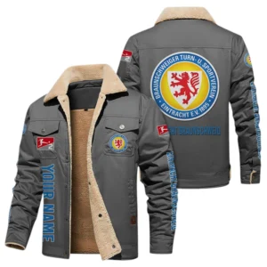 Eintracht Braunschweig Jacke mit Fellkragen und Fleece, Ganzflächig bedruckte Jacke mit Fellkragen und Fleece fur Eintracht Braunschweig fans BDE103082125116 - Grau