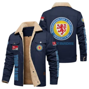 Eintracht Braunschweig Jacke mit Fellkragen und Fleece, Ganzflächig bedruckte Jacke mit Fellkragen und Fleece fur Eintracht Braunschweig fans BDE103082125116 - Marineblau