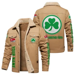 SpVgg Greuther Fürth Jacke mit Fellkragen und Fleece, Ganzflächig bedruckte Jacke mit Fellkragen und Fleece fur SpVgg Greuther Fürth fans BDE103082125117 - Khaki