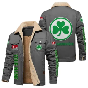 SpVgg Greuther Fürth Jacke mit Fellkragen und Fleece, Ganzflächig bedruckte Jacke mit Fellkragen und Fleece fur SpVgg Greuther Fürth fans BDE103082125117 - Grau