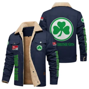 SpVgg Greuther Fürth Jacke mit Fellkragen und Fleece, Ganzflächig bedruckte Jacke mit Fellkragen und Fleece fur SpVgg Greuther Fürth fans BDE103082125117 - Marineblau