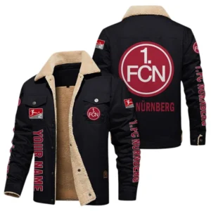 1. FC Nürnberg Jacke mit Fellkragen und Fleece, Ganzflächig bedruckte Jacke mit Fellkragen und Fleece fur 1. FC Nürnberg fans BDE103082125118 - Schwarz