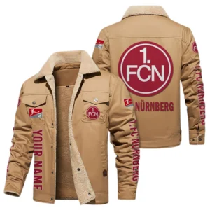 1. FC Nürnberg Jacke mit Fellkragen und Fleece, Ganzflächig bedruckte Jacke mit Fellkragen und Fleece fur 1. FC Nürnberg fans BDE103082125118 - Khaki