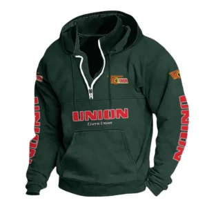 1. FC Union Berlin Hoodie mit Stehkragen, Ganzflächig bedruckte Kapuzenpullover mit Stehkragen fur 1. FC Union Berlin fans BDE114082725104 - Grün