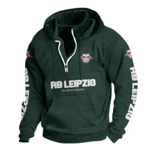 RB Leipzig Hoodie mit Stehkragen, Ganzflächig bedruckte Kapuzenpullover mit Stehkragen fur RB Leipzig fans BDE114082725106 - Grün