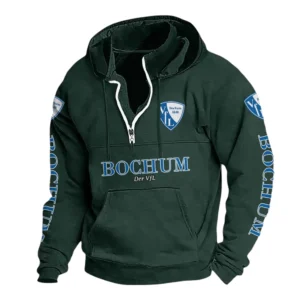 VfL Bochum Hoodie mit Stehkragen, Ganzflächig bedruckte Kapuzenpullover mit Stehkragen fur VfL Bochum fans BDE114082725108 - Grün