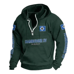 Hamburger SV Hoodie mit Stehkragen, Ganzflächig bedruckte Kapuzenpullover mit Stehkragen fur Hamburger SV fans BDE114082725119 - Grün