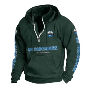 SC Paderborn 07 Hoodie mit Stehkragen, Ganzflächig bedruckte Kapuzenpullover mit Stehkragen fur SC Paderborn 07 fans BDE114082725121 - Grün