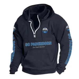 SC Paderborn 07 Hoodie mit Stehkragen, Ganzflächig bedruckte Kapuzenpullover mit Stehkragen fur SC Paderborn 07 fans BDE114082725121 - Marineblau