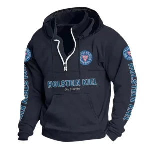 Holstein Kiel Hoodie mit Stehkragen, Ganzflächig bedruckte Kapuzenpullover mit Stehkragen fur Holstein Kiel fans BDE114082725122 - Marineblau