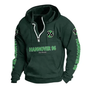Hannover 96 Hoodie mit Stehkragen, Ganzflächig bedruckte Kapuzenpullover mit Stehkragen fur Hannover 96 fans BDE114082725124 - Grün