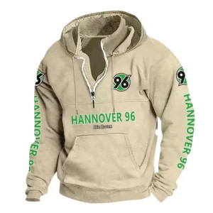 Hannover 96 Hoodie mit Stehkragen, Ganzflächig bedruckte Kapuzenpullover mit Stehkragen fur Hannover 96 fans BDE114082725124 - Khaki