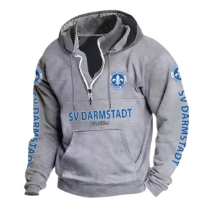 SV Darmstadt 98 Hoodie mit Stehkragen, Ganzflächig bedruckte Kapuzenpullover mit Stehkragen fur SV Darmstadt 98 fans BDE114082725132 - Grau