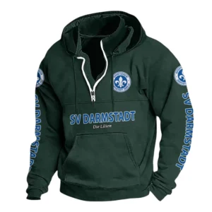 SV Darmstadt 98 Hoodie mit Stehkragen, Ganzflächig bedruckte Kapuzenpullover mit Stehkragen fur SV Darmstadt 98 fans BDE114082725132 - Grün