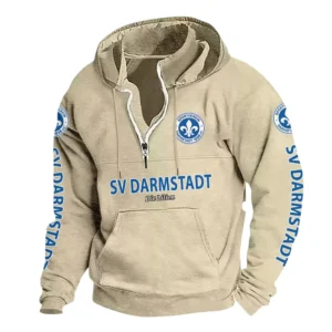 SV Darmstadt 98 Hoodie mit Stehkragen, Ganzflächig bedruckte Kapuzenpullover mit Stehkragen fur SV Darmstadt 98 fans BDE114082725132 - Khaki