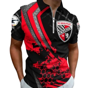 FC Ingolstadt 04 Poloshirt mitReißverschluss, Ganzflächig bedruckte Poloshirt mitReißverschluss fur FC Ingolstadt 04 fans BDE01082125105